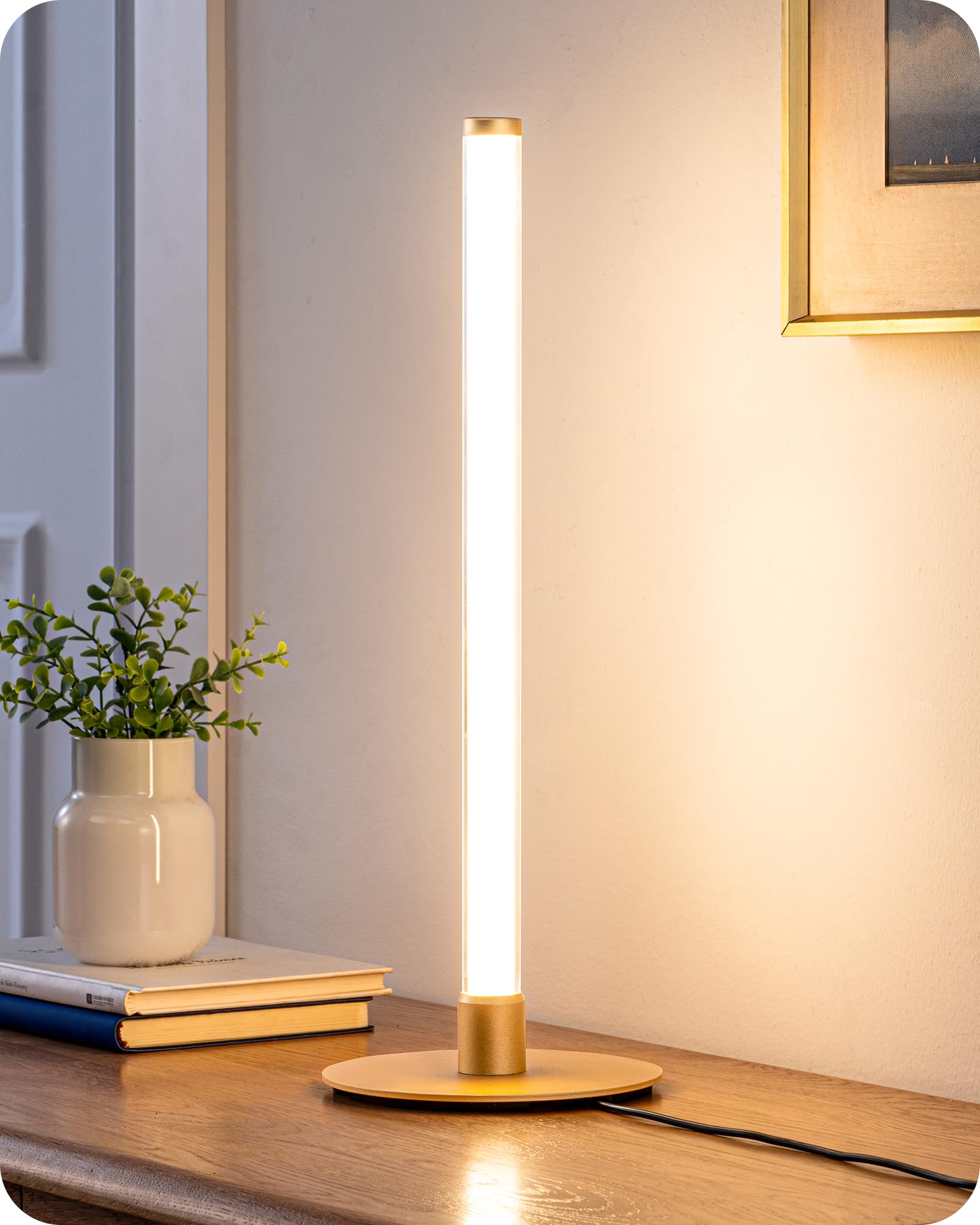 EDISHINE LED Table Lamp, Modern Slim Bedside Lamp with 360° Illumination, Stepless Dimming & 3 Color Temperature, Nightstand Lamp for Bedroom, Living Room, Black