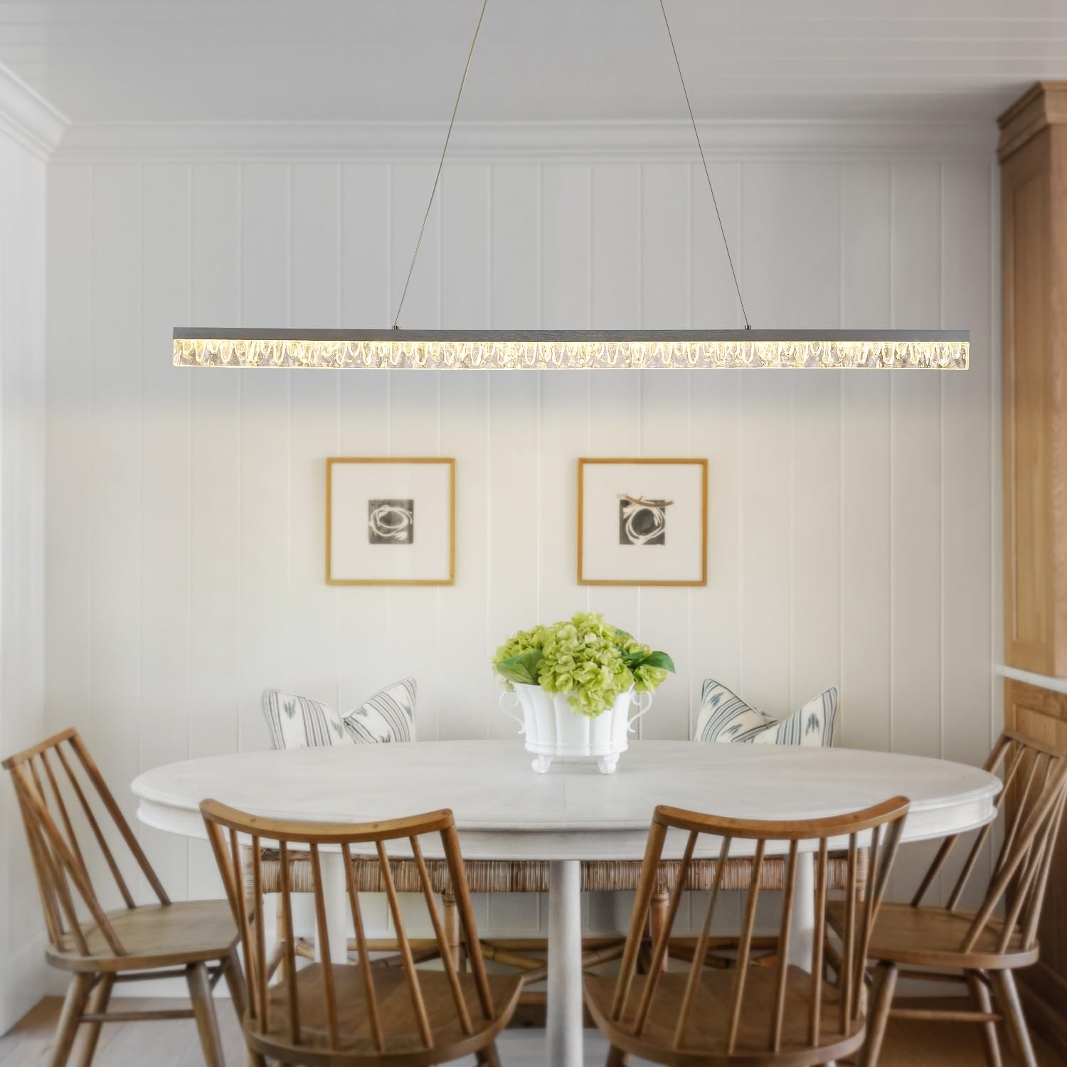 50" LED Linear Pendant Light Fixtures with Remote, Dimmable Modern Island Lights for Kitchen, 3000K-6000k Pool Table Light for Dining Room, Living Room, Bar