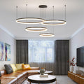 15.7in Black Acrylic Dimmable LED Pendant Light, 3-Color Remote Controlled Ceiling Chandelier for Kitchen
