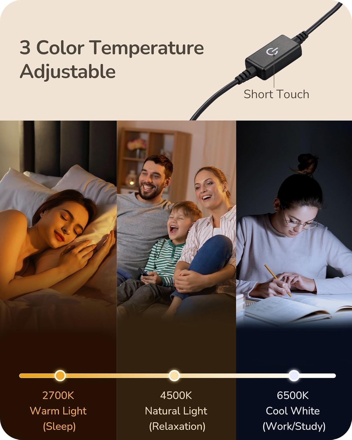 EDISHINE Upgraded LED Table Lamp, Stepless Dimmable Bedside Lamp with 3 Color Temperature, Modern Nightstand Lamp, Desk Lamp for Bedroom, Living Room, Corner, Gift, Metal Finish, Black, 6W