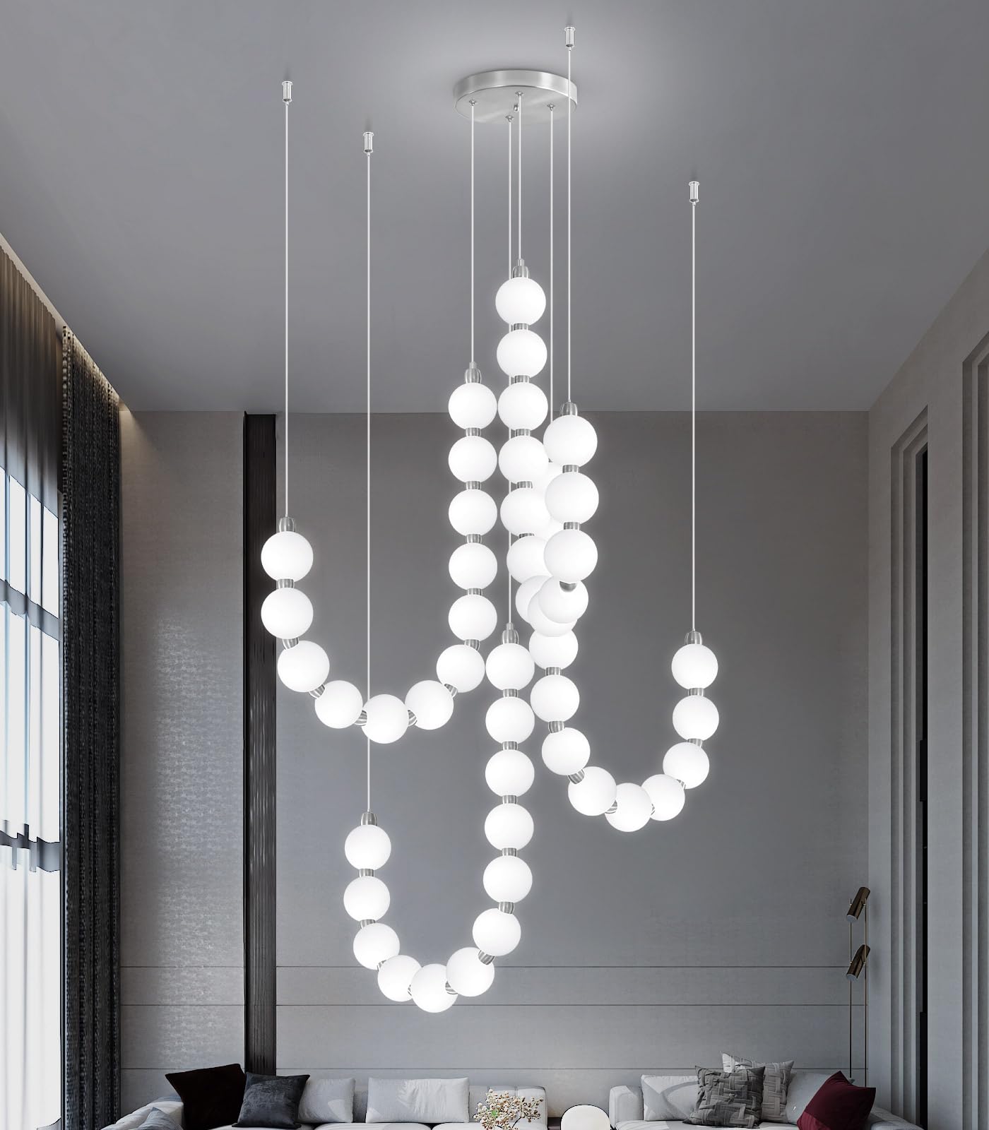 Modern Chandeliers LED Dimmable Light Acrylic Balls Ceiling Pendant Lighting for Living Room Dining Room Bedroom Adjustable Hanging Lights 25 Watts Gold Lamp