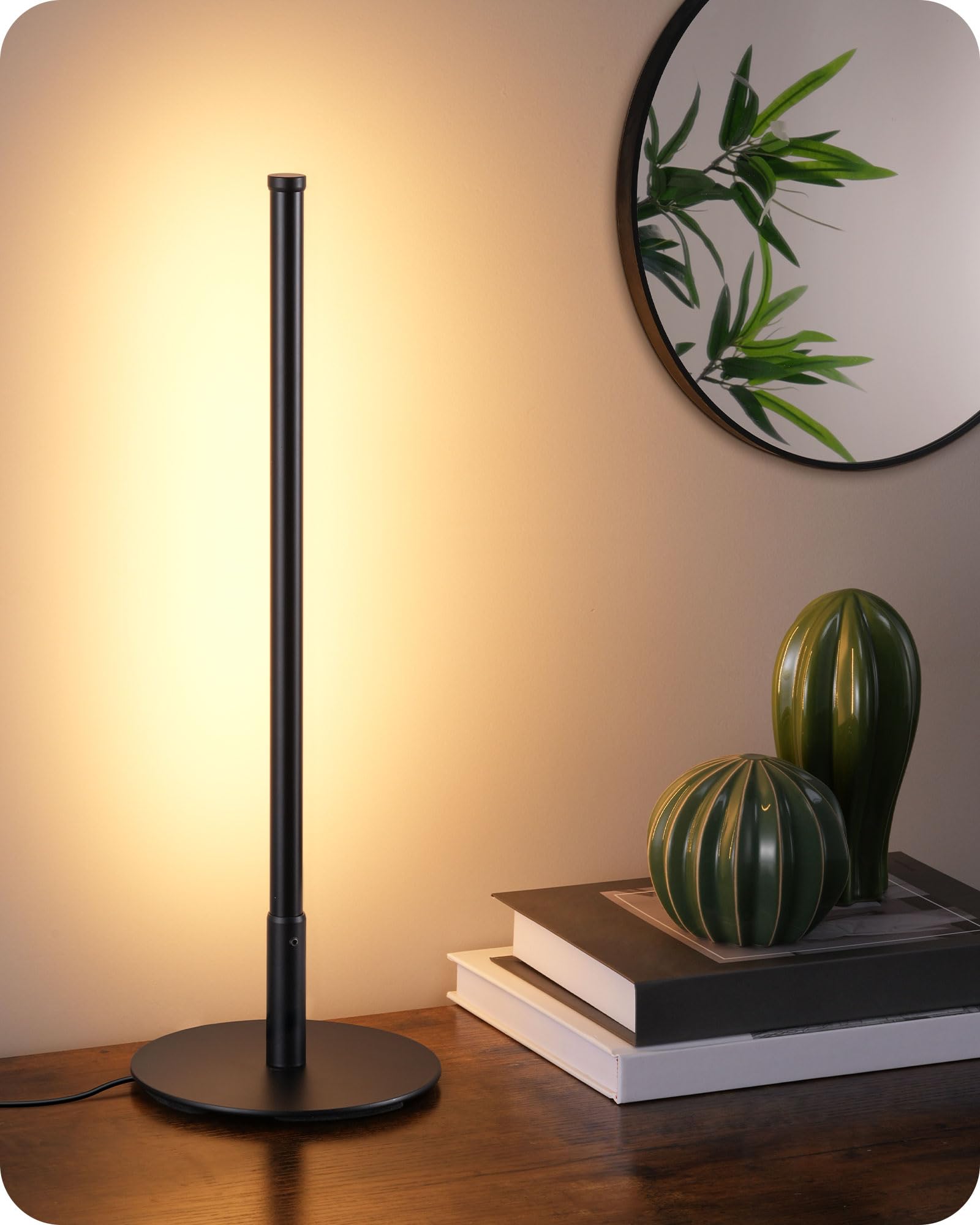 EDISHINE Upgraded LED Table Lamp, Stepless Dimmable Bedside Lamp with 3 Color Temperature, Modern Nightstand Lamp, Desk Lamp for Bedroom, Living Room, Corner, Gift, Metal Finish, Black, 6W