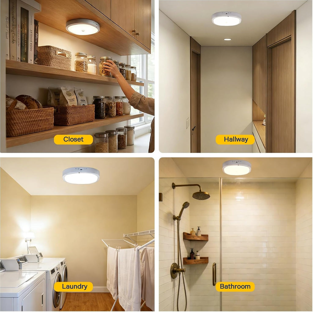2-Pack 10000mAh Battery Motion Sensor Light, Remote Controlled Waterproof Wireless Lamp for Bathroom Closet Stairs Pantry