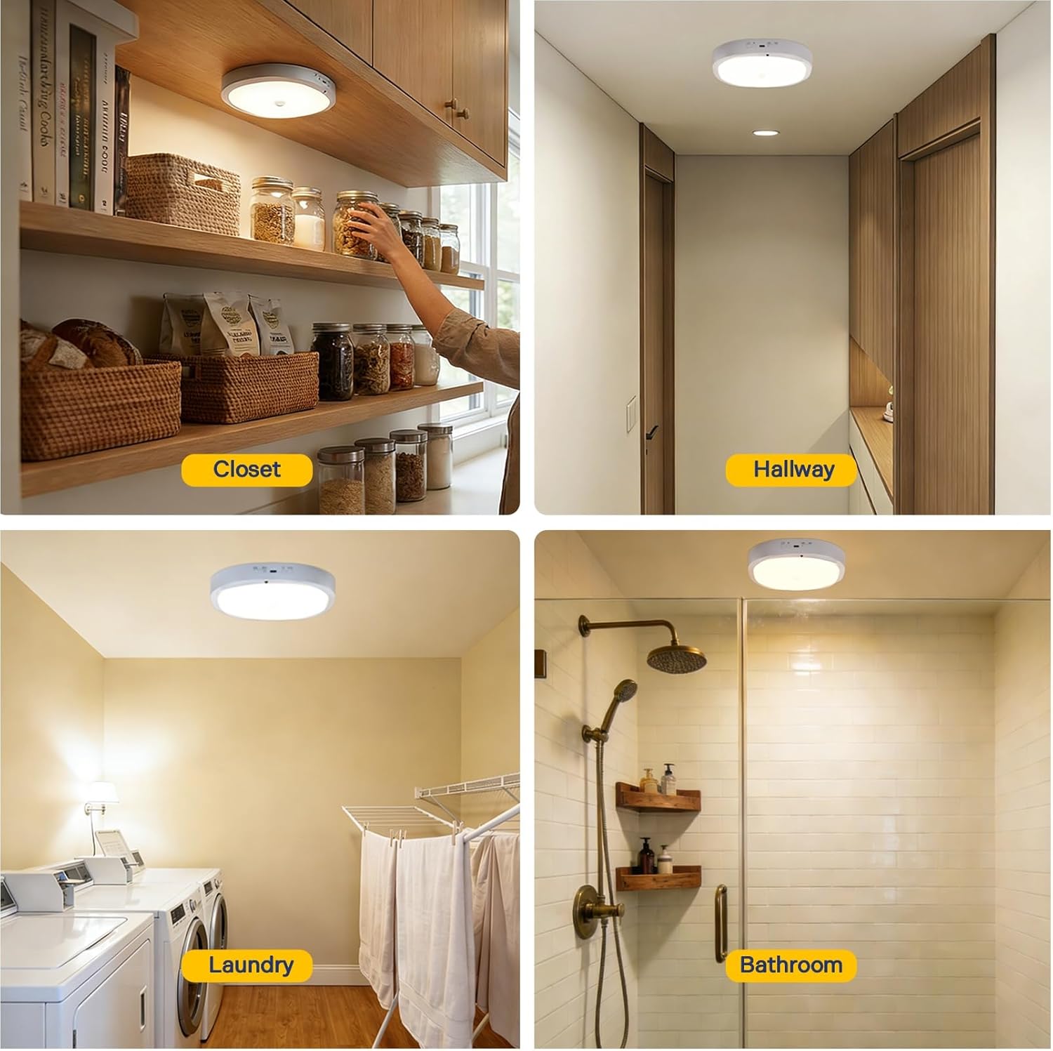 2-Pack 10000mAh Battery Motion Sensor Light, Remote Controlled Waterproof Wireless Lamp for Bathroom Closet Stairs Pantry