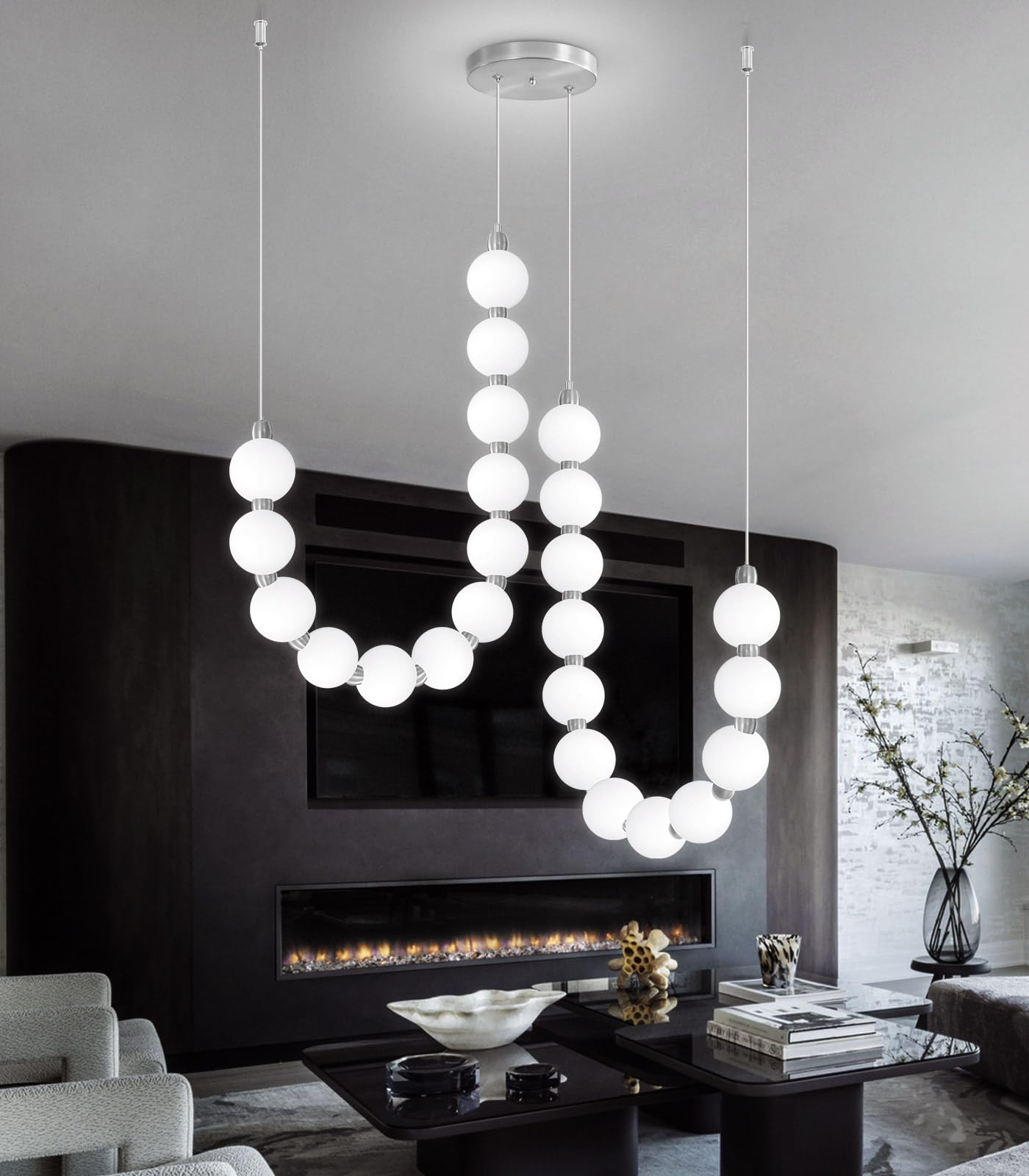 Modern Chandeliers LED Dimmable Light Acrylic Balls Ceiling Pendant Lighting for Living Room Dining Room Bedroom Adjustable Hanging Lights 25 Watts Gold Lamp