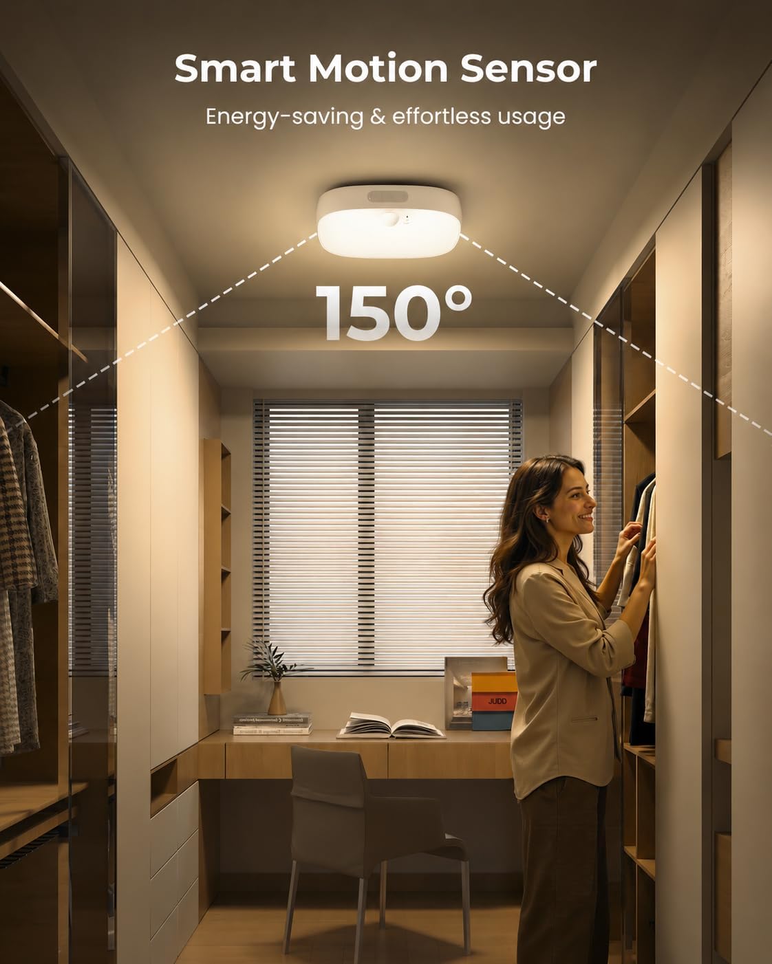 FULEN Shower Lights IP65 Waterproof, Motion Sensor Ceiling Light, Rechargeable Closet Light with 10000mAh Battery, LED Shower Lamp, Cordless Ceiling Lamp with RGB Colors, Remote Control, 2 Pack