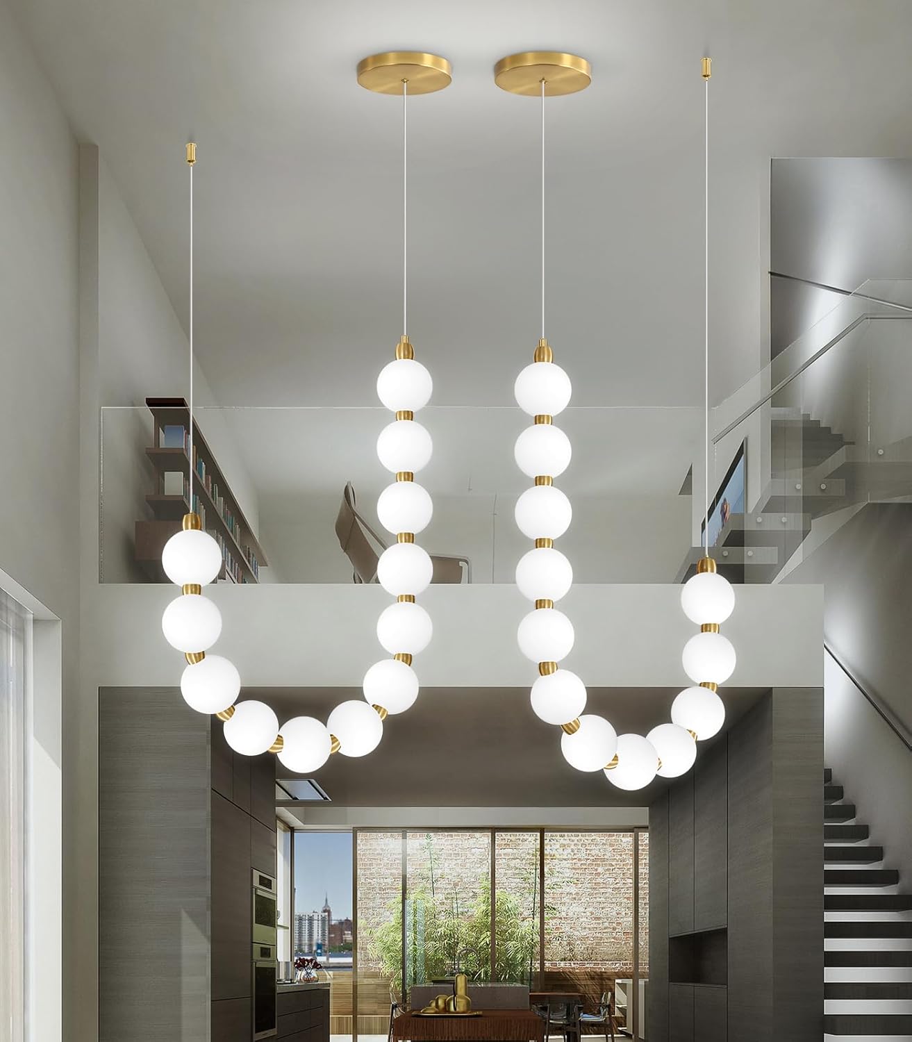 Modern Chandeliers LED Dimmable Light Acrylic Balls Ceiling Pendant Lighting for Living Room Dining Room Bedroom Adjustable Hanging Lights 25 Watts Gold Lamp