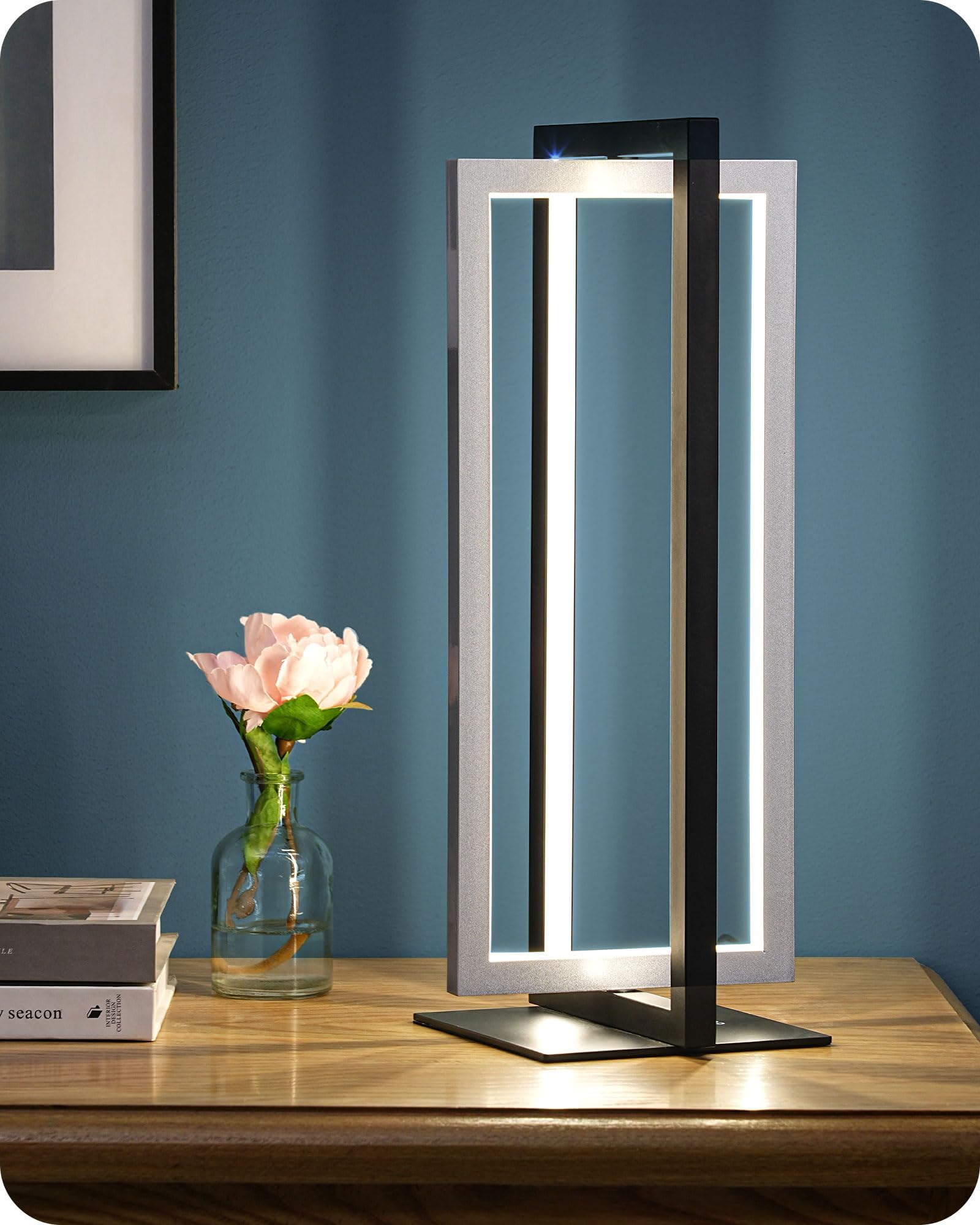 EDISHINE Modern LED Table Lamp, Stepless Dimmable Minimalist Bedside Lamp, MAX 750LM, 3 Color Temperature, Switch Control Nightstand Lamp for Living Room Bedroom, Angle Adjustable