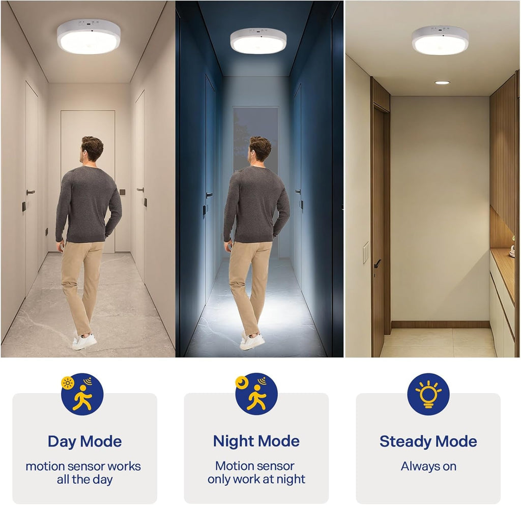 2-Pack 10000mAh Battery Motion Sensor Light, Remote Controlled Waterproof Wireless Lamp for Bathroom Closet Stairs Pantry