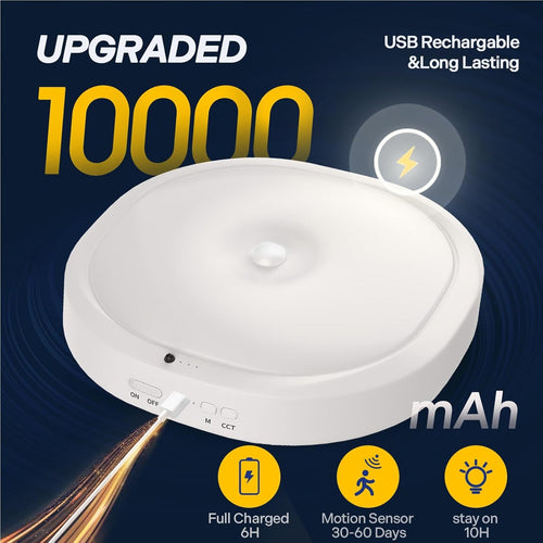 2-Pack 10000mAh Battery Motion Sensor Light, Remote Controlled Waterproof Wireless Lamp for Bathroom Closet Stairs Pantry