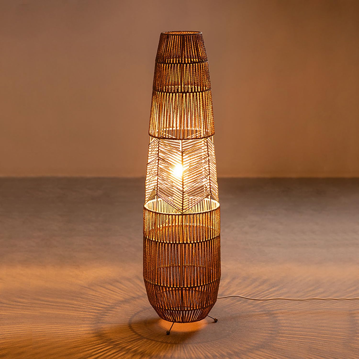 MIXL-Tripod Wooden Tall Floor Lamp,Fabric Drum Shade Corner Standing Lamp,Farmhouse Style Floor Light for Nursery and Study Room