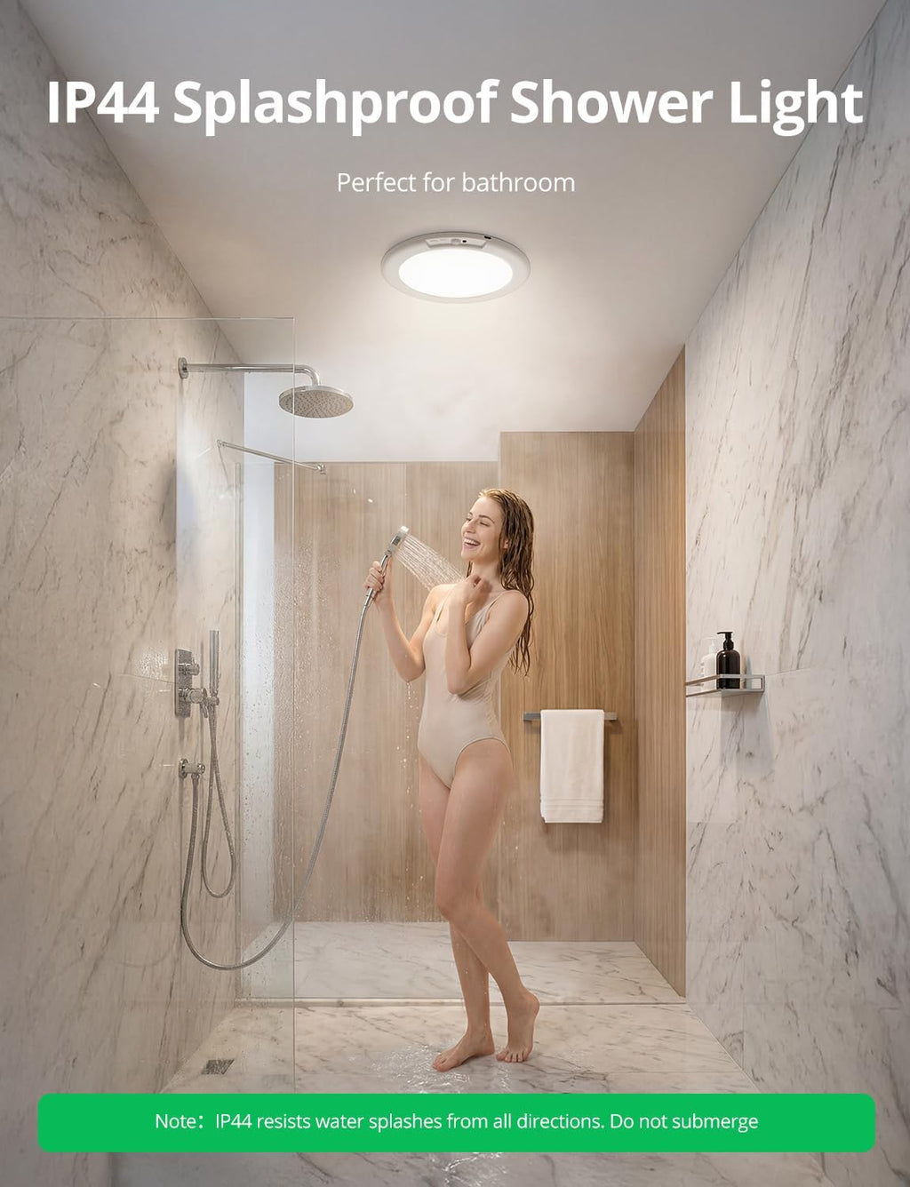 Bojim Rechargeable Ceiling Lights Wireless Waterproof Shower Lighting Inside, 3CCT & Dimmable Magnetic Motion Sensor Lights Battery Operated Closet Light No Wiring for Pantry Laundry 2 Pack