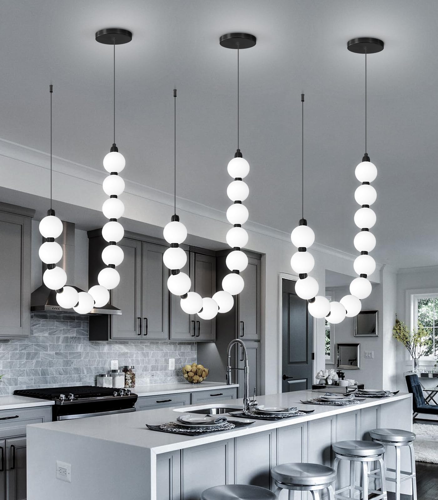 Modern Chandeliers LED Dimmable Light Acrylic Balls Ceiling Pendant Lighting for Living Room Dining Room Bedroom Adjustable Hanging Lights 25 Watts Gold Lamp