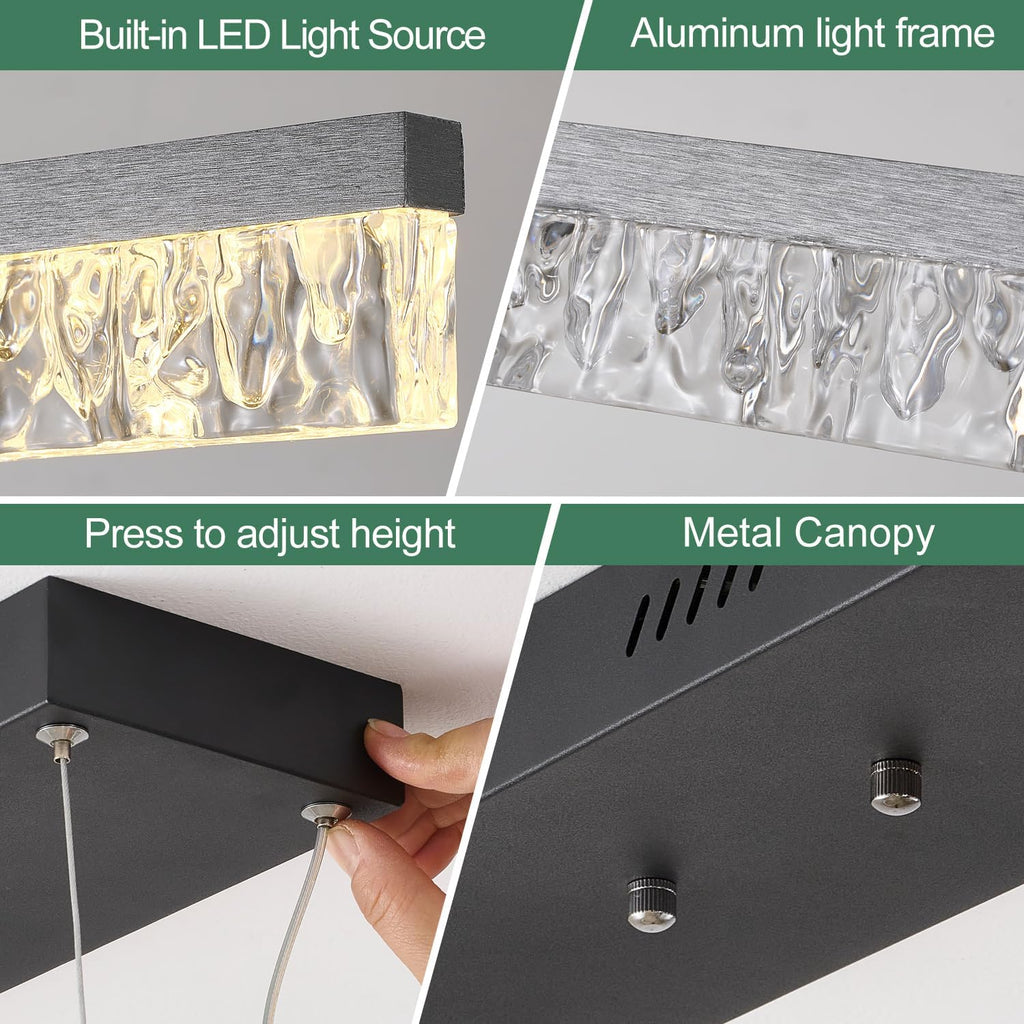 50" LED Linear Pendant Light Fixtures with Remote, Dimmable Modern Island Lights for Kitchen, 3000K-6000k Pool Table Light for Dining Room, Living Room, Bar
