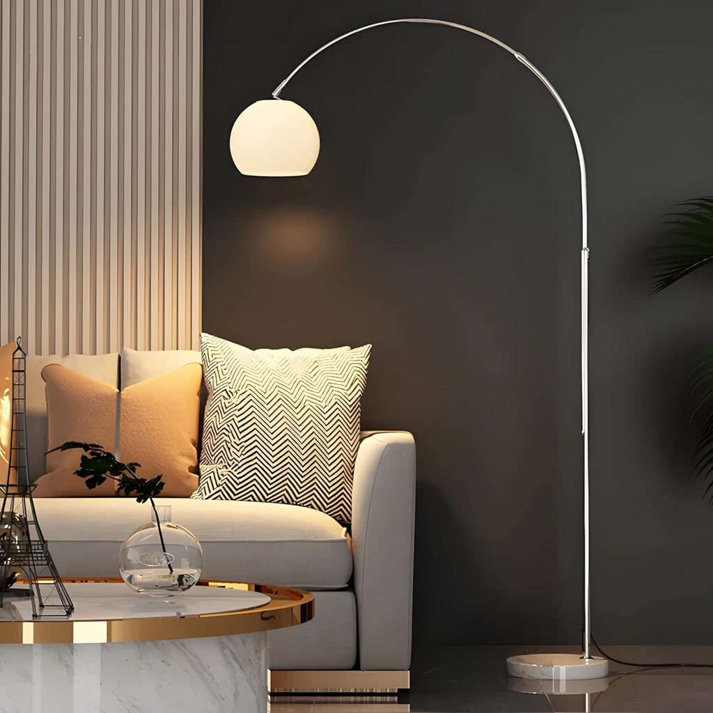 Nordic Simple Floor Lamp with White Shade, Arc Reading Lamp for Living Room, Study Room&Bedroom Beside,Creative Art Deco Bauhaus Standing Lamps for Ambient Lighting