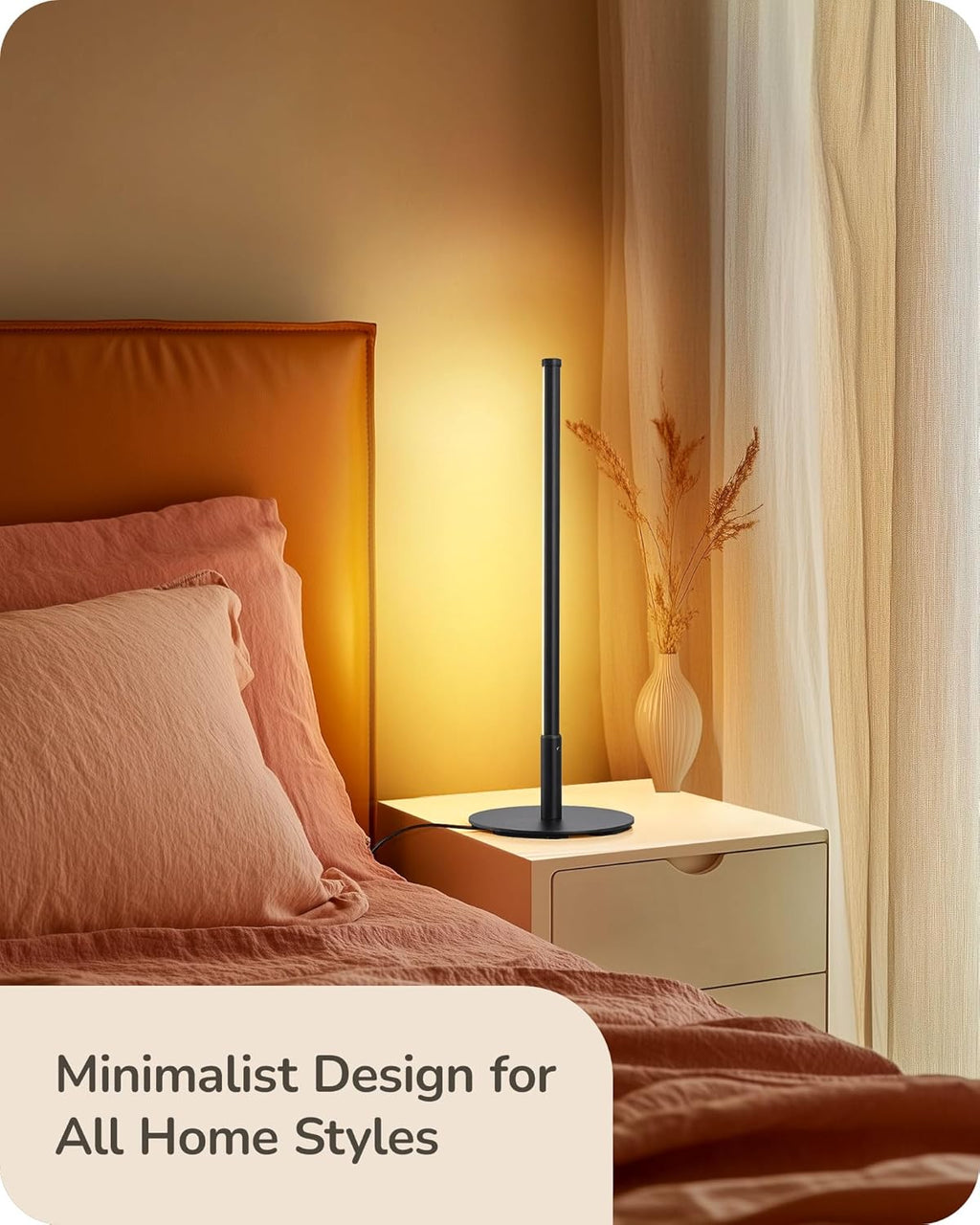 EDISHINE Upgraded LED Table Lamp, Stepless Dimmable Bedside Lamp with 3 Color Temperature, Modern Nightstand Lamp, Desk Lamp for Bedroom, Living Room, Corner, Gift, Metal Finish, Black, 6W